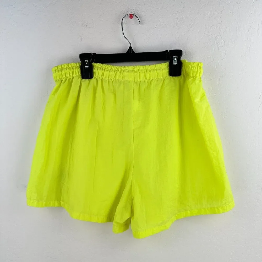Vintage Shorts Mens L‎ Neon Yellow Elastic Athleisure Volleyball Hawaii USA made